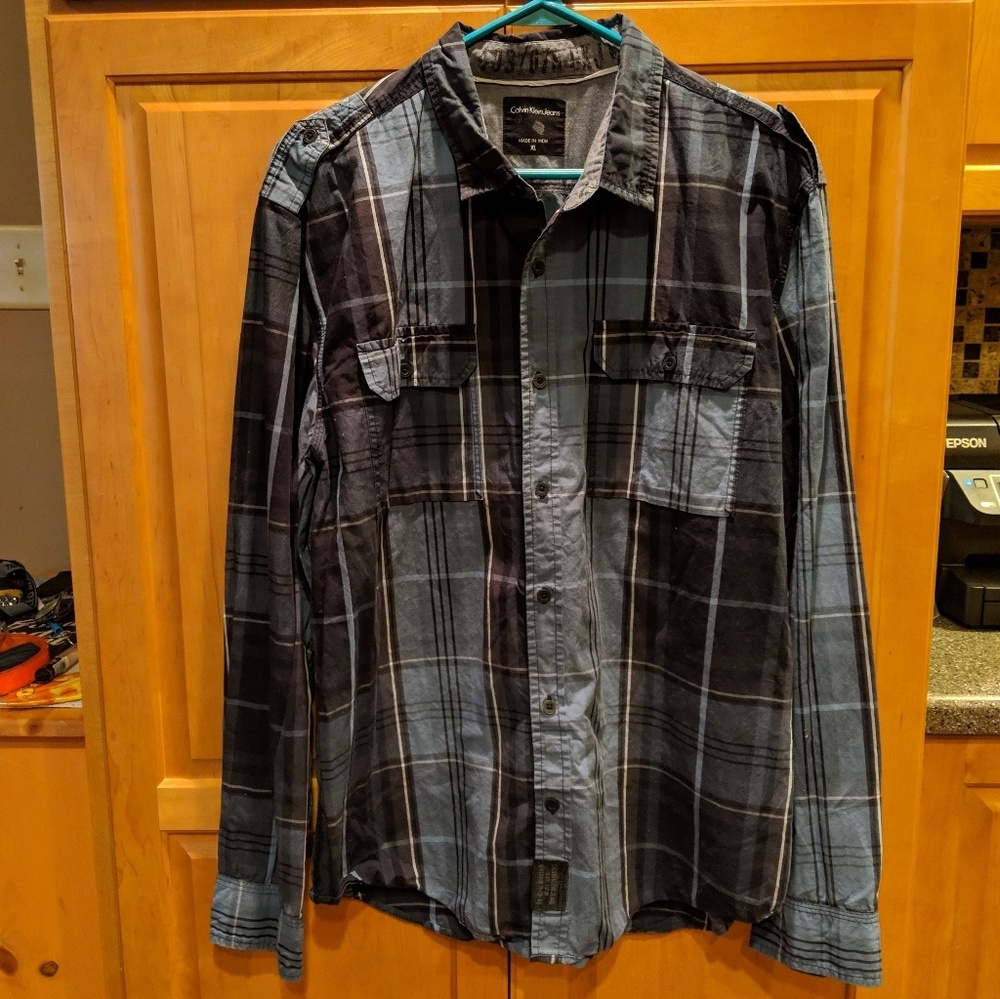 Calvin Klein Jeans men's plaid shirt